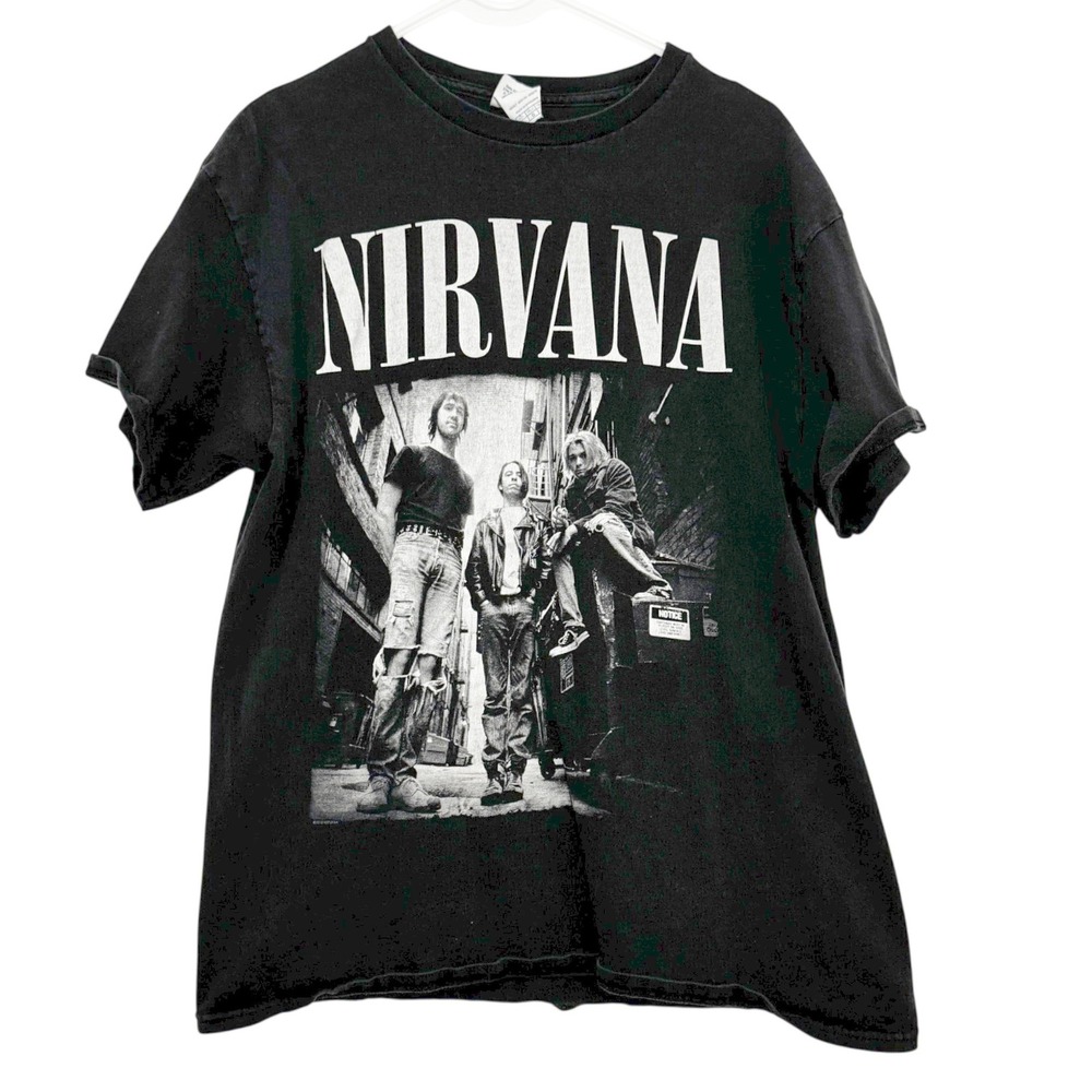 Nirvana Band Graphic T-Shirt Black Delta Pro Weight Mens Large Grunge Rock Tee